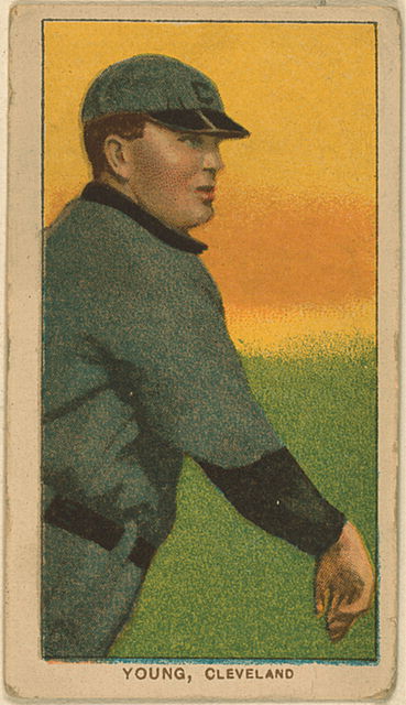 1909–11 T206 Cy Young glove-shows baseball card